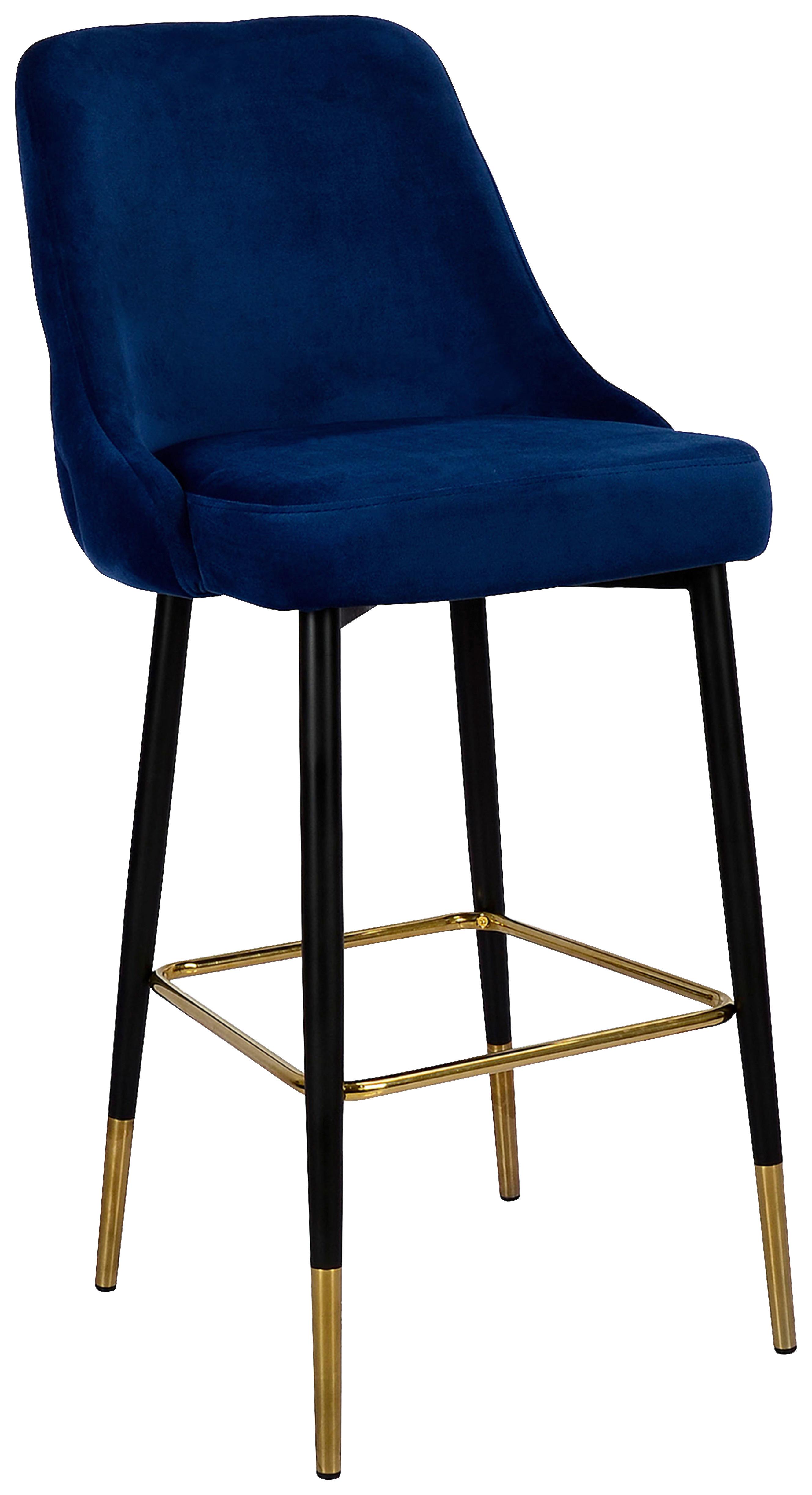 Barhocker Mojo 100 - Blau/Goldfarben, Modern, Textil/Metall (53/110/57cm) - Kayoom