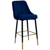 Barhocker Mojo 100 - Blau/Goldfarben, Modern, Textil/Metall (53/110/57cm) - Kayoom