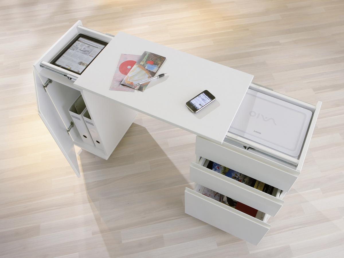 Multifunkcijska Pisalna Miza Laptop Office, Bela - bela, Konvencionalno, leseni material (66/37/72cm)