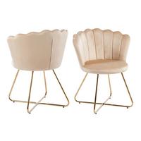 Set Stolov Samt, Bež, 2-Delni - zlate barve/bež, Moderno, kovina/tekstil (69,5/85/66cm) - Livetastic