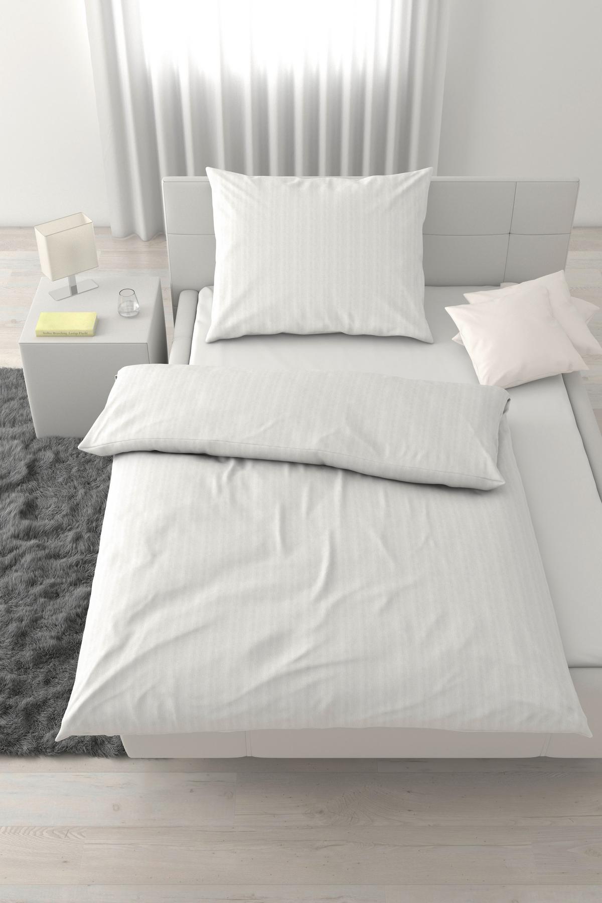 Posteljnina Dobby Raute - bela, tekstil (140/200cm) - Mömax