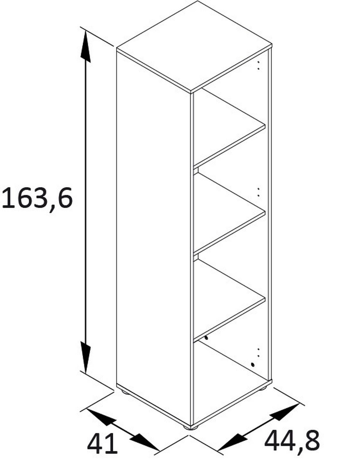 Regal Emmik, Barva Hrasta, Črna - črna/barve hrasta, Moderno, umetna masa/leseni material (44,8/163,6/41cm) - MID.YOU