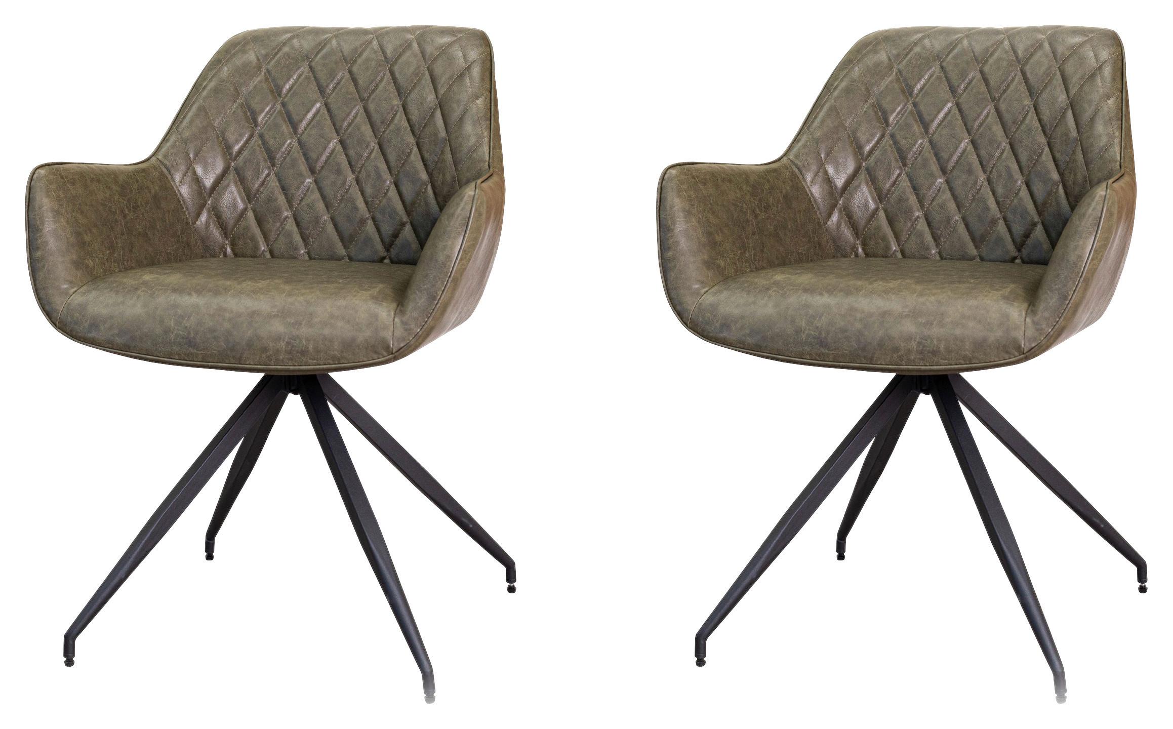 ARMLEHNSTUHL-SET GABI - Dunkelgrün/Schwarz, KONVENTIONELL, Textil/Metall (62/82/61cm) - MID.YOU