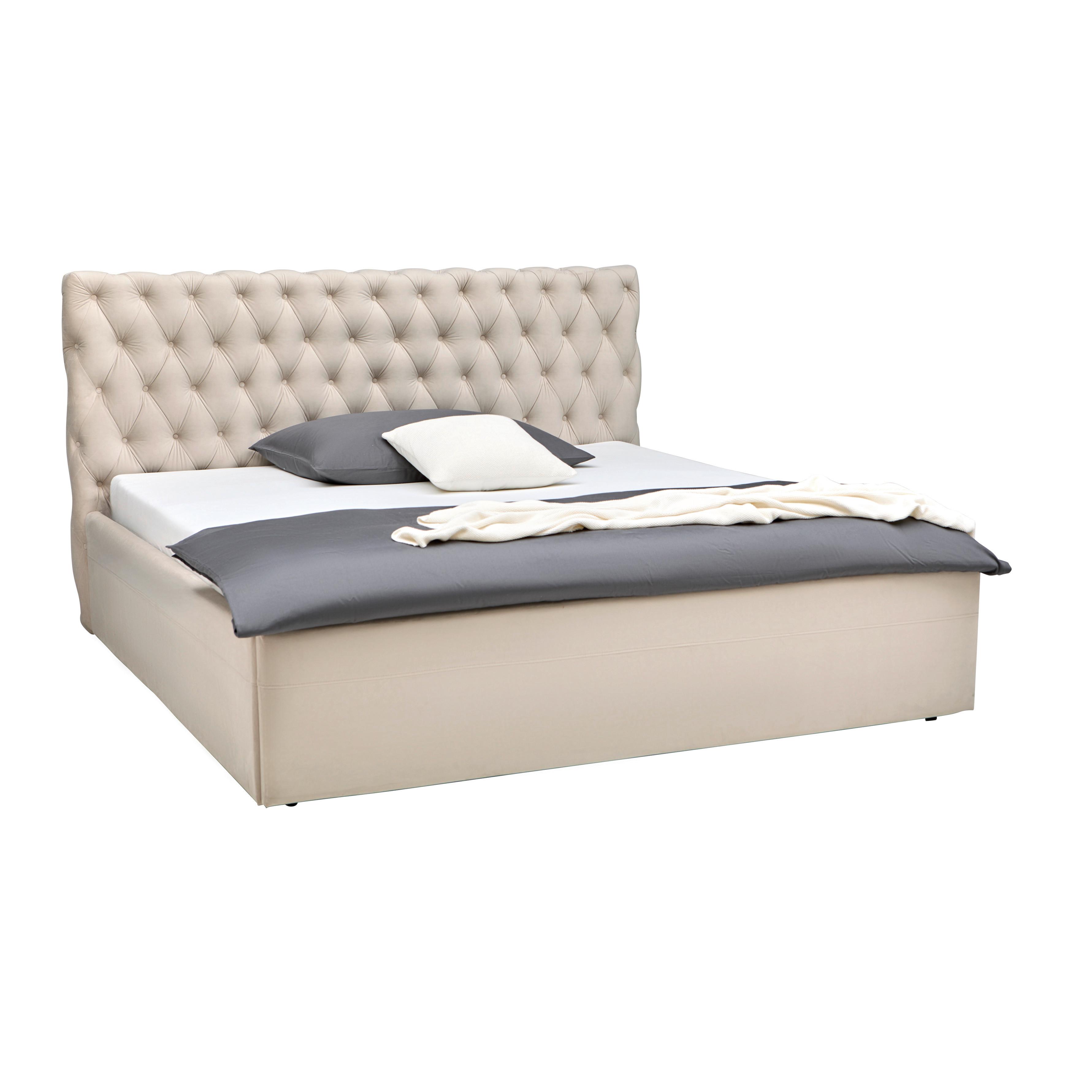STOFFEN BED KATAR -EXKLUSIV- - Beige/Zwart, Konventionell, Textiel (180/200cm) - Mömax