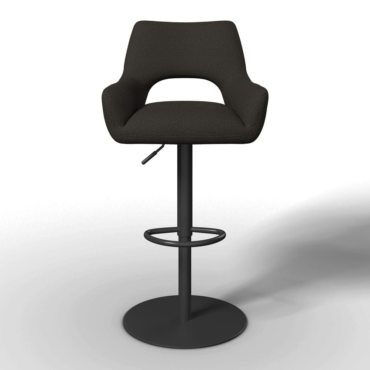 Barhocker Tami Dunkelbraun Struktur Gepolstert - Dunkelbraun/Schwarz, MODERN, Holz/Textil (46/82-102/51cm) - Bessagi Home