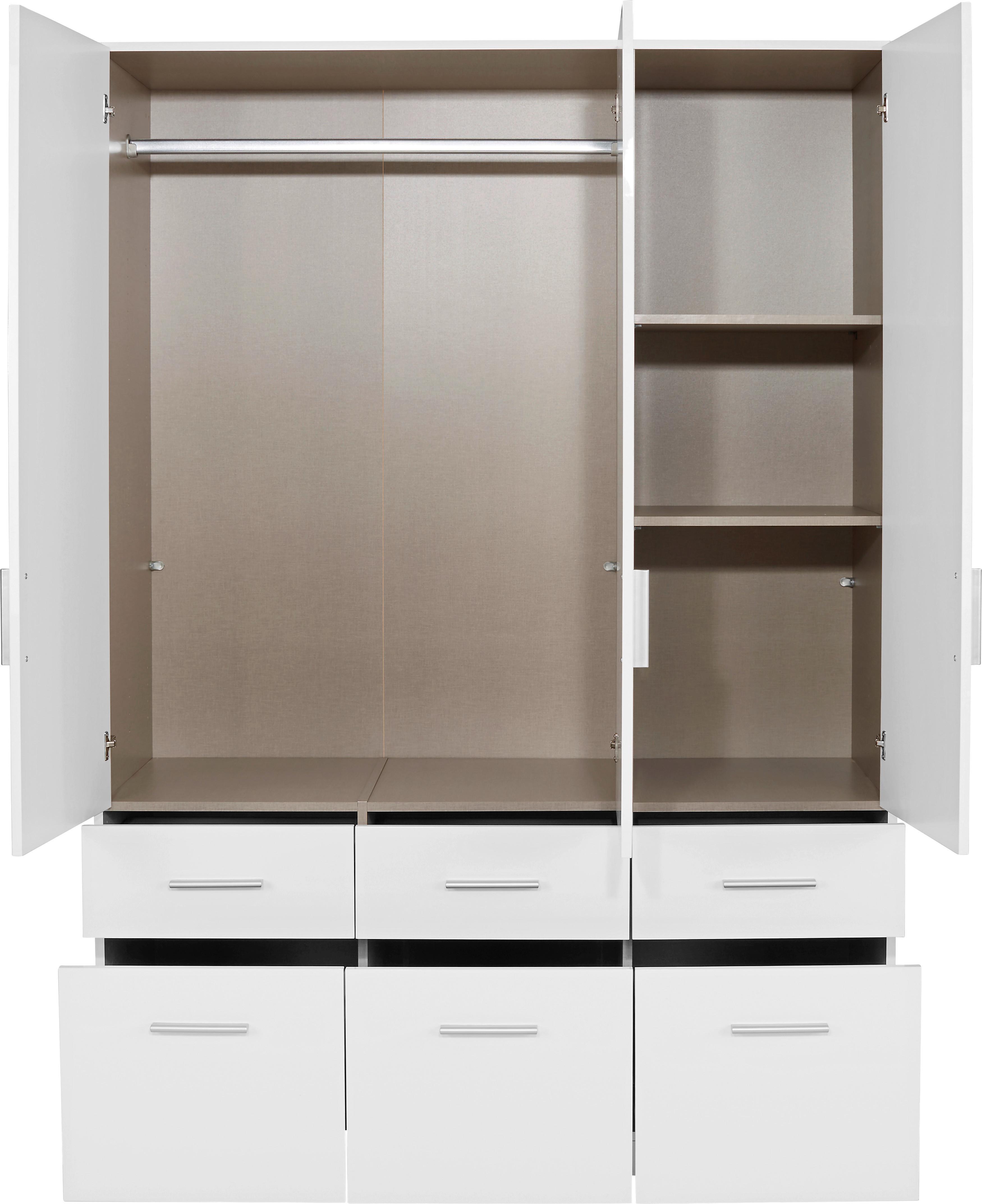 Omara Za Oblačila Celle, Bela, Š. 136 Cm - bela/barve aluminija, Moderno, umetna masa/les (136/197/54cm) - Premium Living