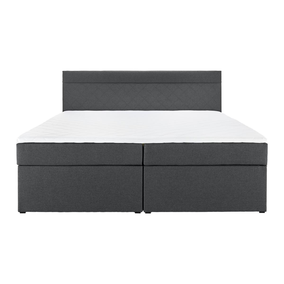 Pat tip boxspring fără arcuri ROSA - gri închis, Modern, lemn/textil (180/200cm) - Bessagi Home