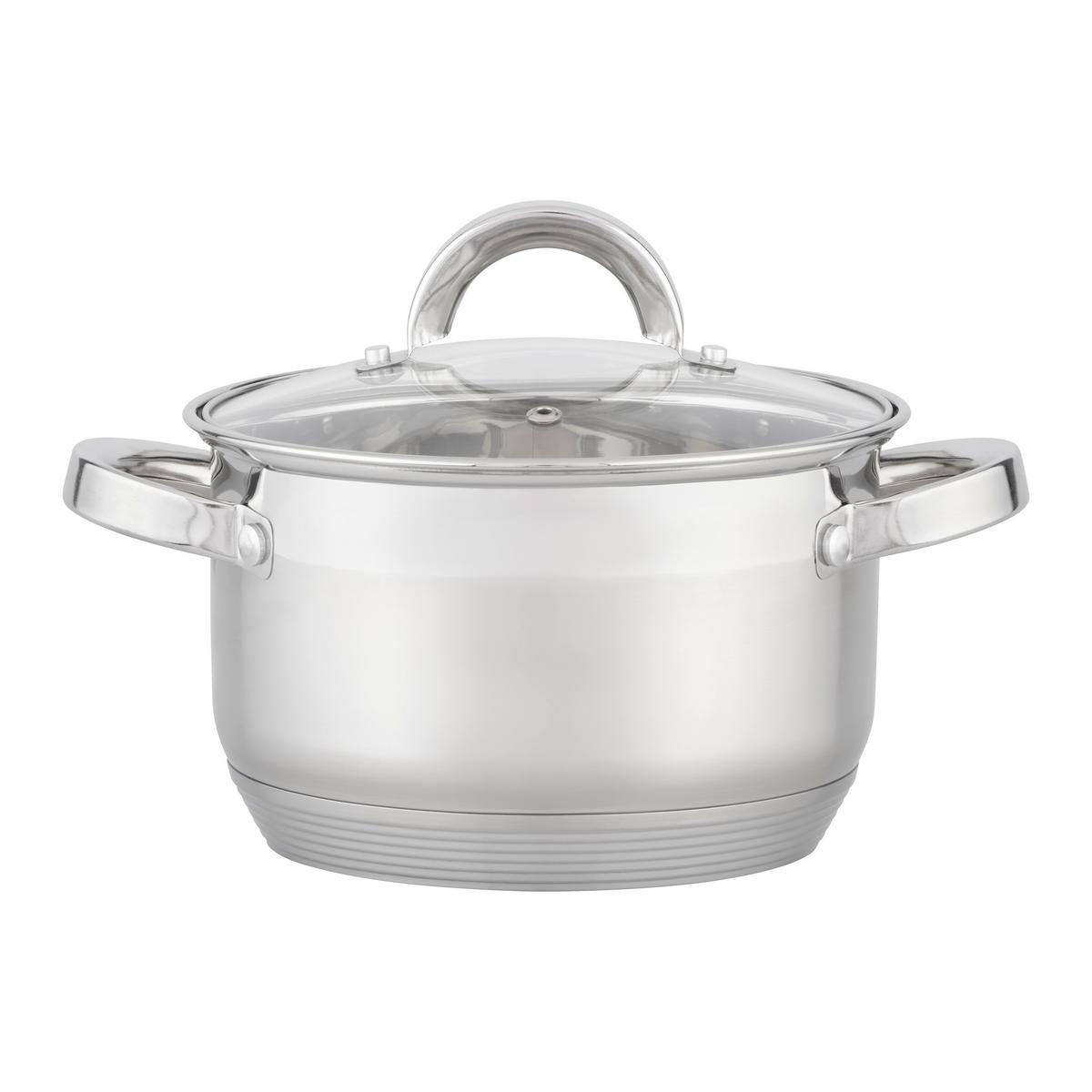 Kochtopfset Isik Silberfarben, 6-teilig - Klar/Silberfarben, KONVENTIONELL, Glas/Metall - Based