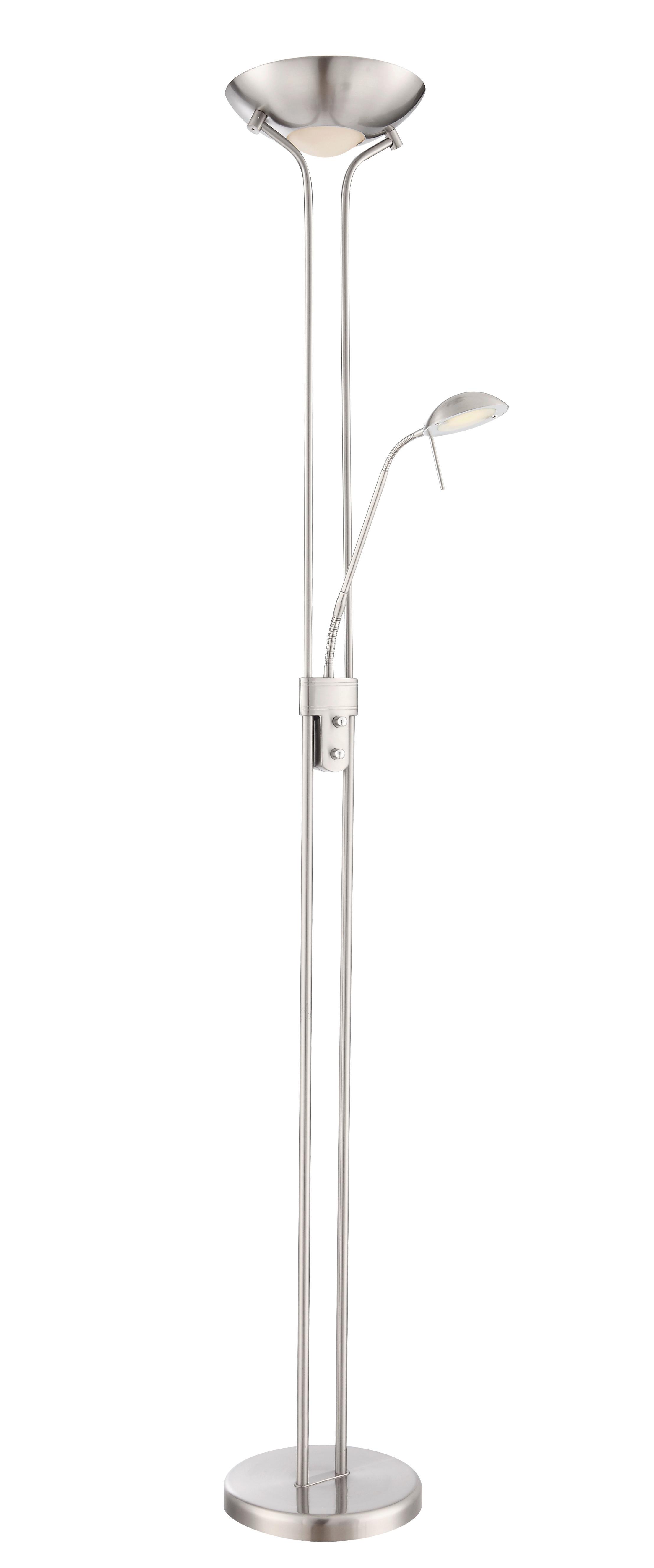 LED-STEHLEUCHTE LEONAS D: 25,5 CM NICKEL MATT - Basics, Glas/Metall (25,5/180cm) - Globo