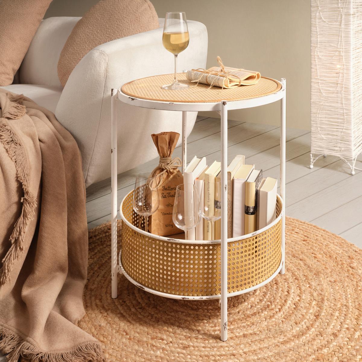 Mizica Emil, Bela, Naravne Barve - bela/naravne barve, Romantika, kovina/tekstil (53,5/60/53,5cm) - Mömax