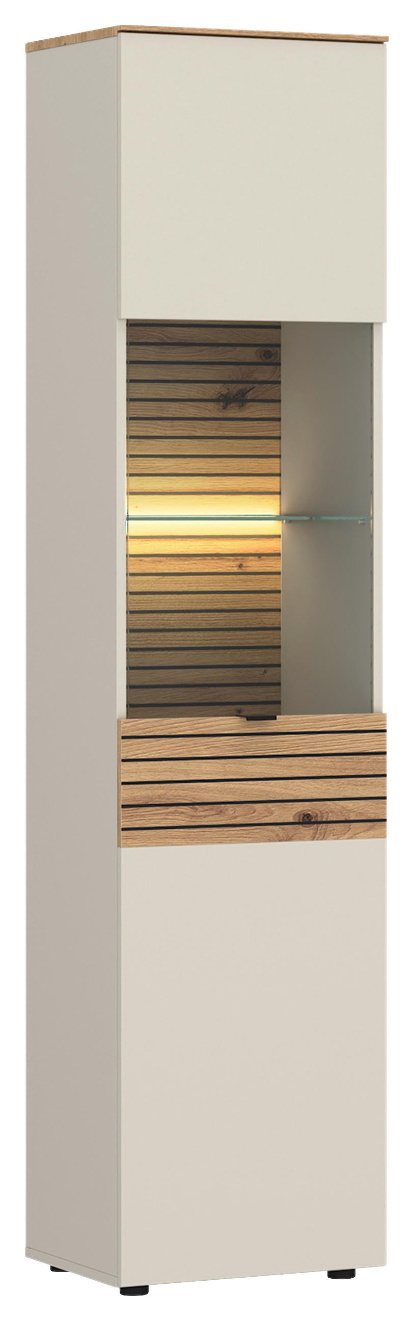 Vitrina Nexa - kašmir/hrast Artisan, Basics, staklo/drvni materijal (45/195/40cm) - Modern Living