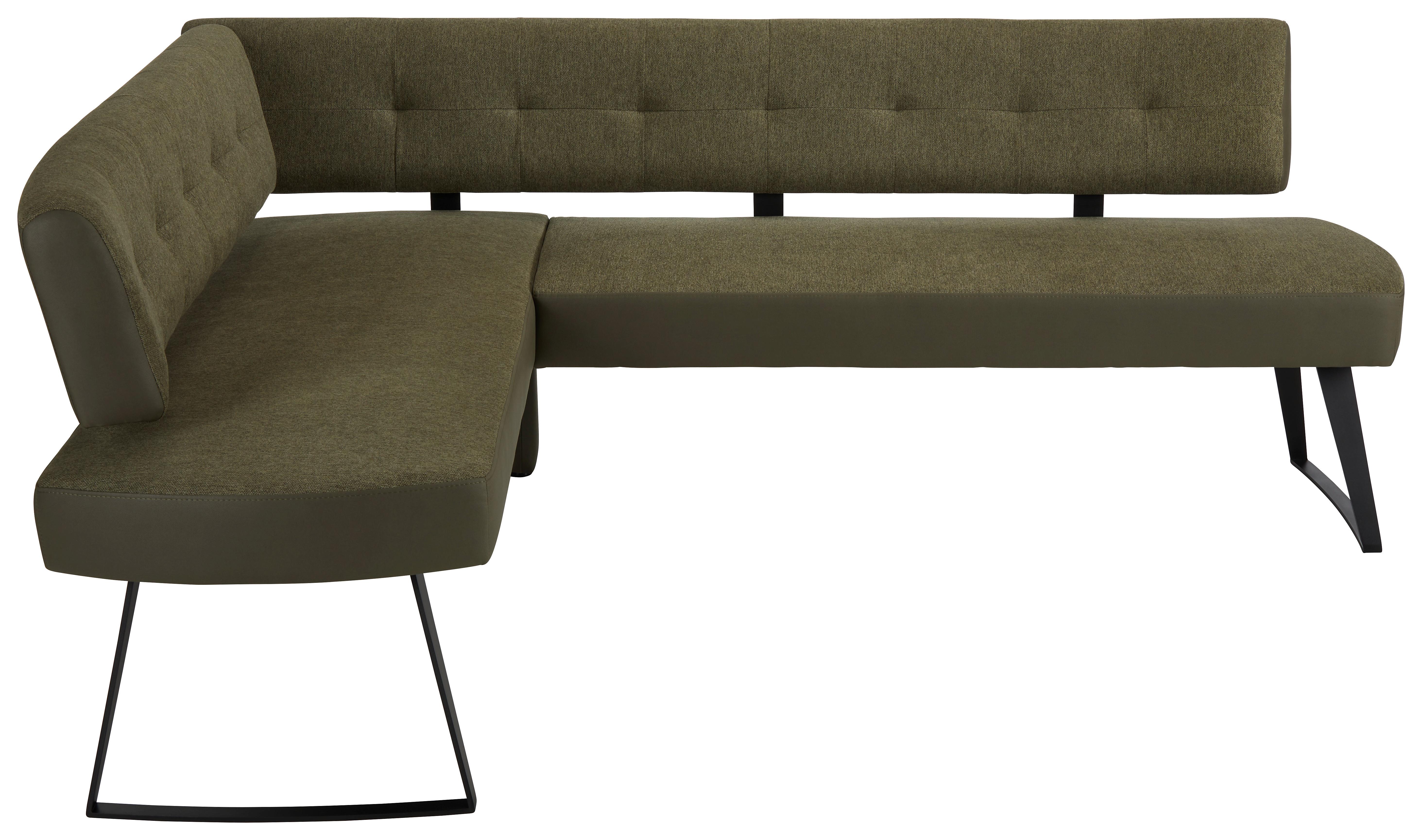 Eckbank in Grün ca. 170x220cm - Dunkelgrau/Schwarz, MODERN, Textil/Metall (170/220cm) - Premium Living