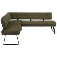 Eckbank Storm Rechts in Grün ca. 170x220cm - Dunkelgrau/Schwarz, MODERN, Textil/Metall (170/220cm) - Premium Living