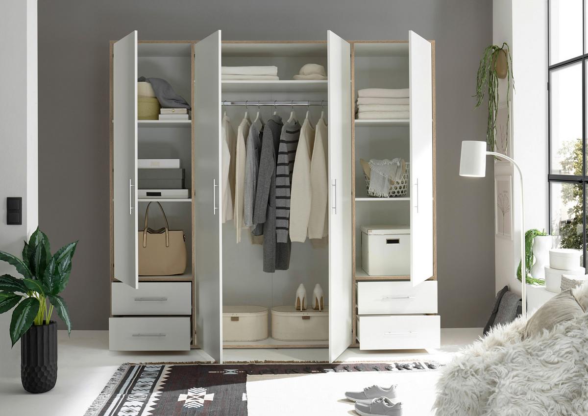 Ormar S Klasičnim Vratima Valencia - bijela/boje aluminija, Moderno, drvni materijal/plastika (206/195/60cm) - MID.YOU