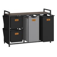 Wäschekorb-Set Schwarz/Grau/Braun - Schwarz/Braun, MODERN, Textil/Metall (98,6/80,5/33cm) - MID.YOU
