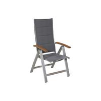 Gartenklappsessel San Remo Grau - Silberfarben/Naturfarben, KONVENTIONELL, Kunststoff/Textil (60ml) - Gardenson