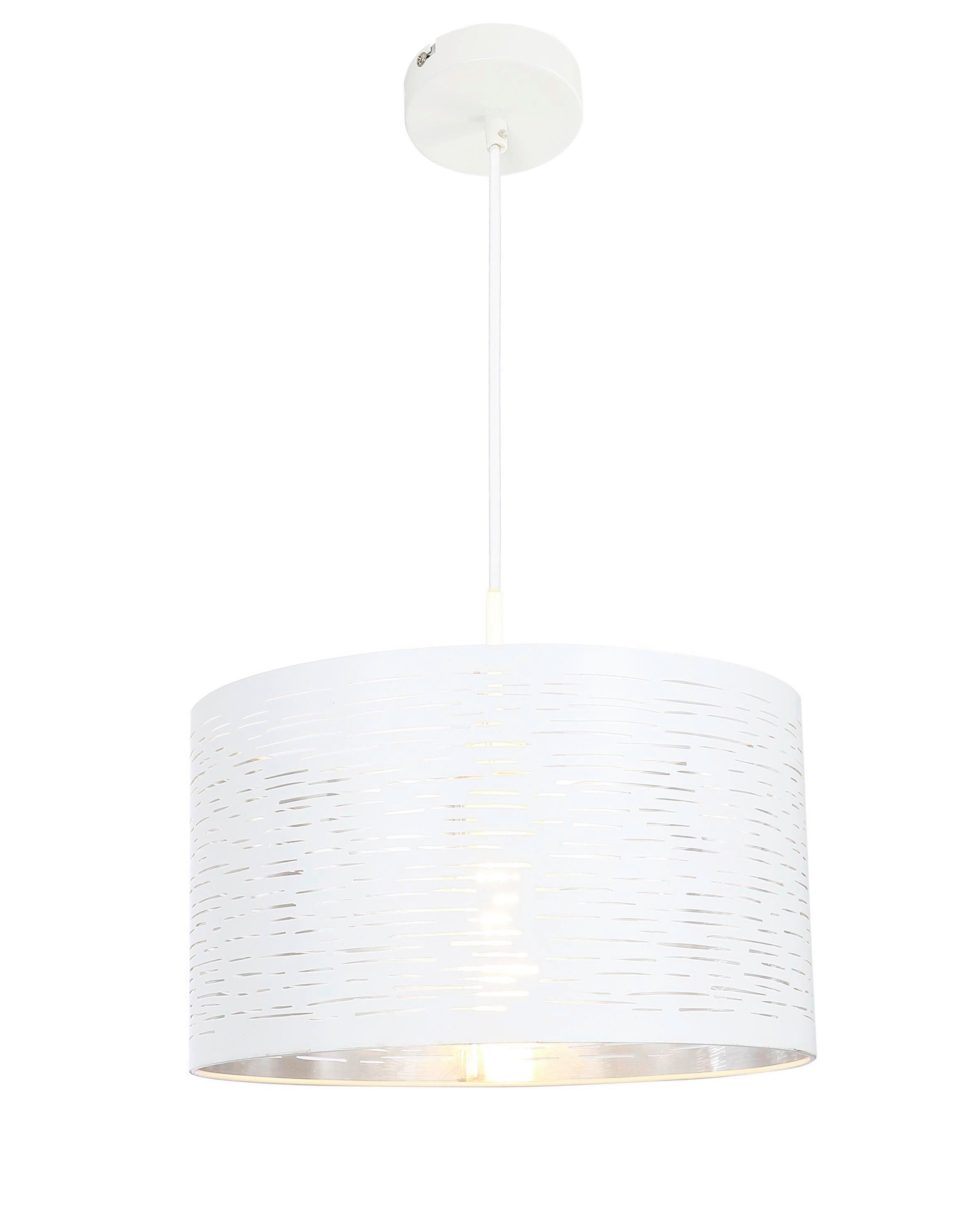 Hängeleuchte Barca in Weiß max. 40 Watt - Chromfarben/Weiß, Design, Kunststoff/Metall (38/120cm) - Globo
