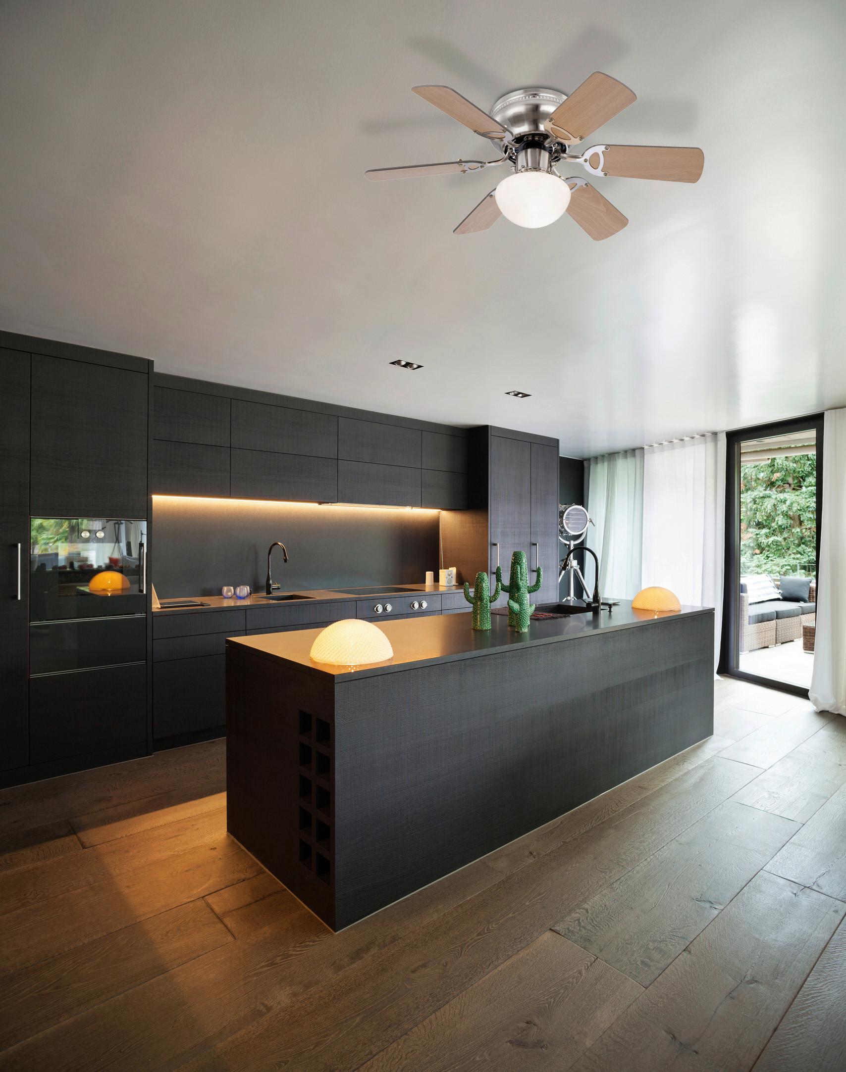 Deckenventilator Ugo max. 60 Watt - Buchefarben, Basics, Holz/Metall (76/28cm) - Globo