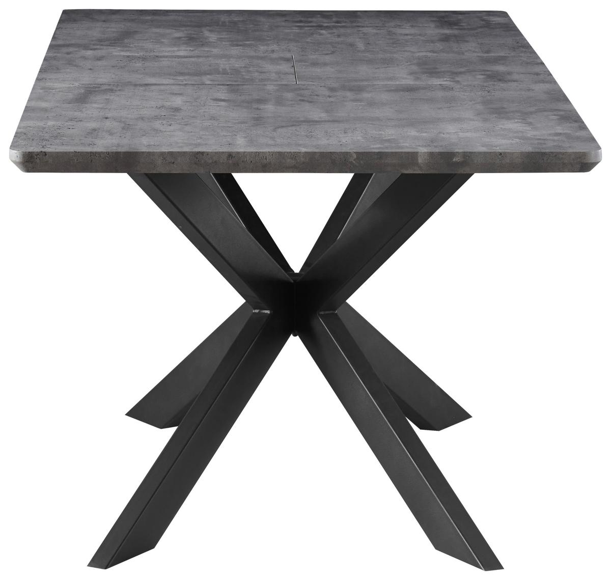 Jedilna Miza Leif, Videz Betona, 160-200x90 Cm - siva/črna, Konvencionalno, kovina/leseni material (160-200/76/90cm) - MID.YOU