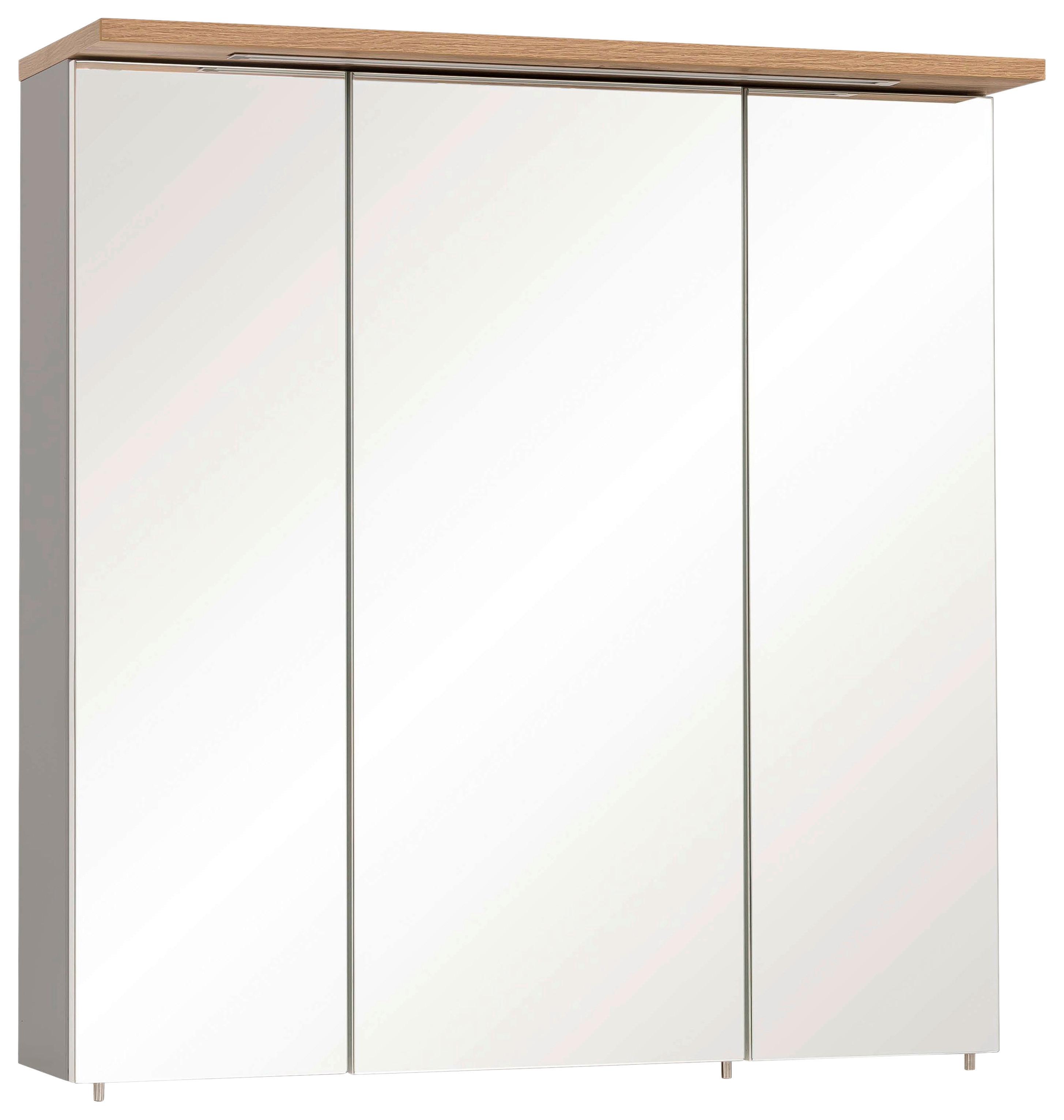 Omara Z Ogledalom Jelda, Siva, Osvetlitev - platinaste barve/srebrne barve, Moderno, kovina/steklo (70,4/72,3/23,7cm) - Stylife