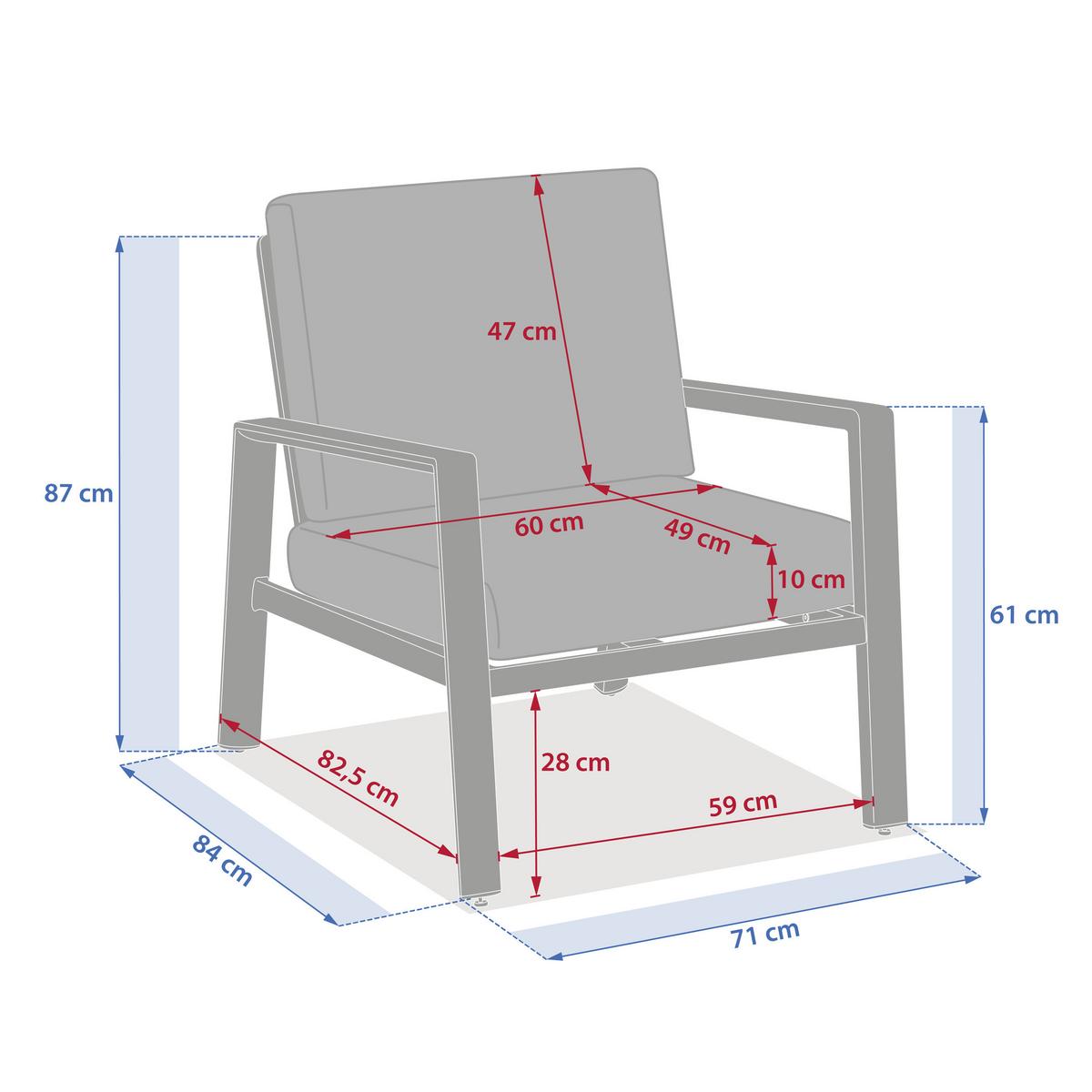 Set grădină Luzane - crem, Basics, metal/textil (291,5/87/152cm)
