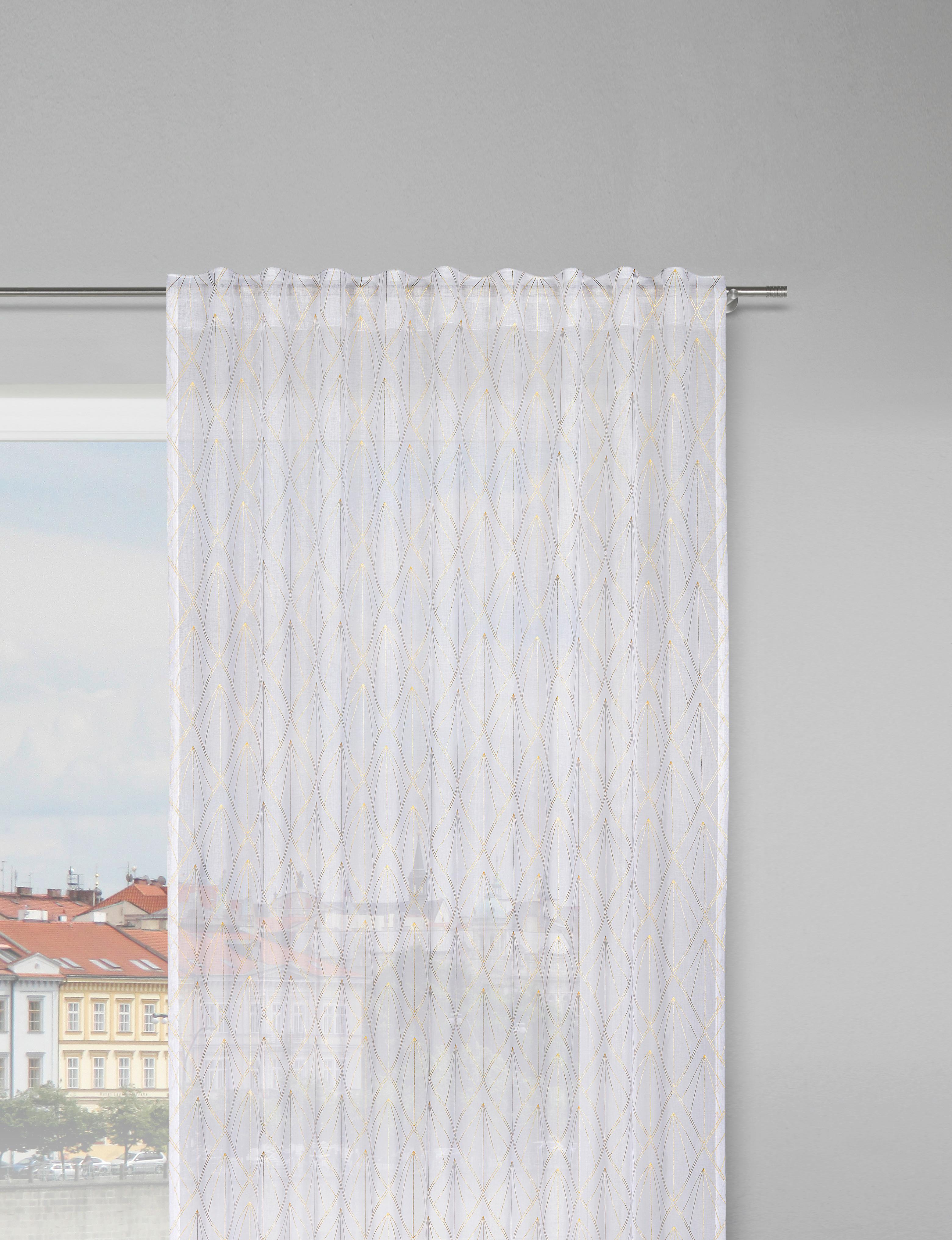 Končana Zavesa Esther - zlate barve/bela, Romantika, tekstil (135/245cm) - Modern Living