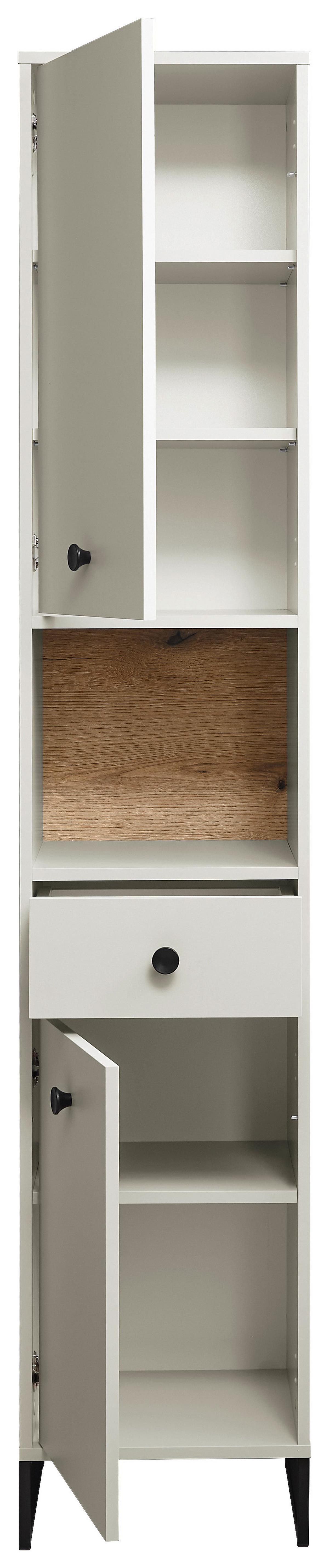 SZAFKA WYSOKA LINEA - kolor dębowy/kaszmir, Modern, materiał drewnopochodny/tworzywo sztuczne (38/195/32cm) - MID.YOU