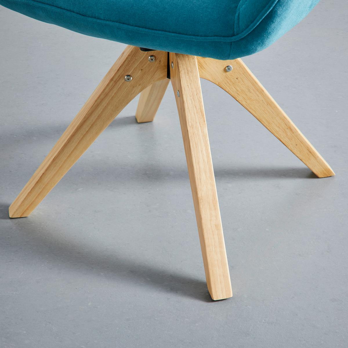 Armlehnstuhl Leonie Petrol Webstoff Drehbar Gepolstert - Eichefarben/Petrol, MODERN, Holz/Textil (60/82/61cm) - Bessagi Home