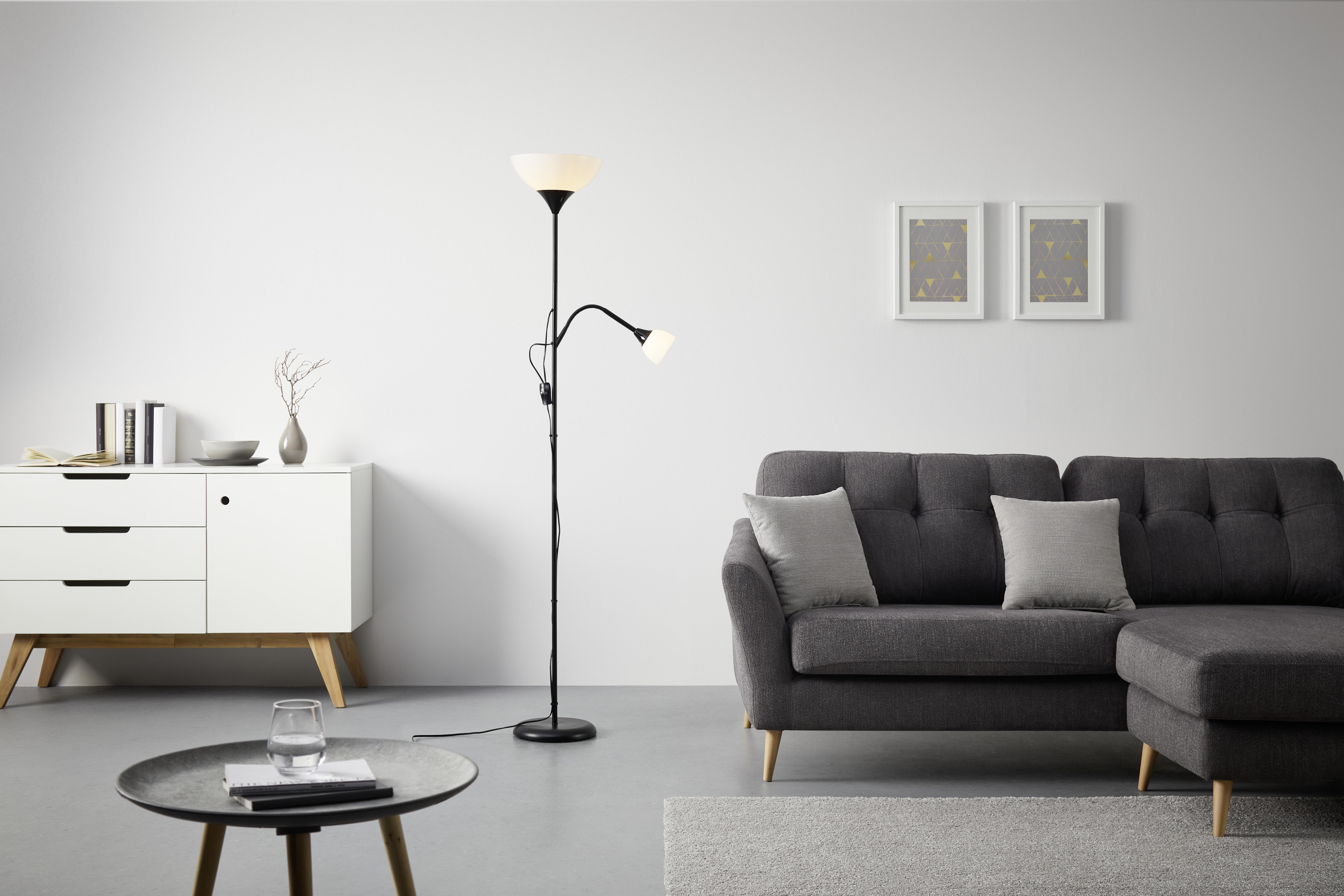 Podna Svjetiljka Vanessa - bijela/crna, Konventionell, metal/plastika (24/180cm) - Modern Living