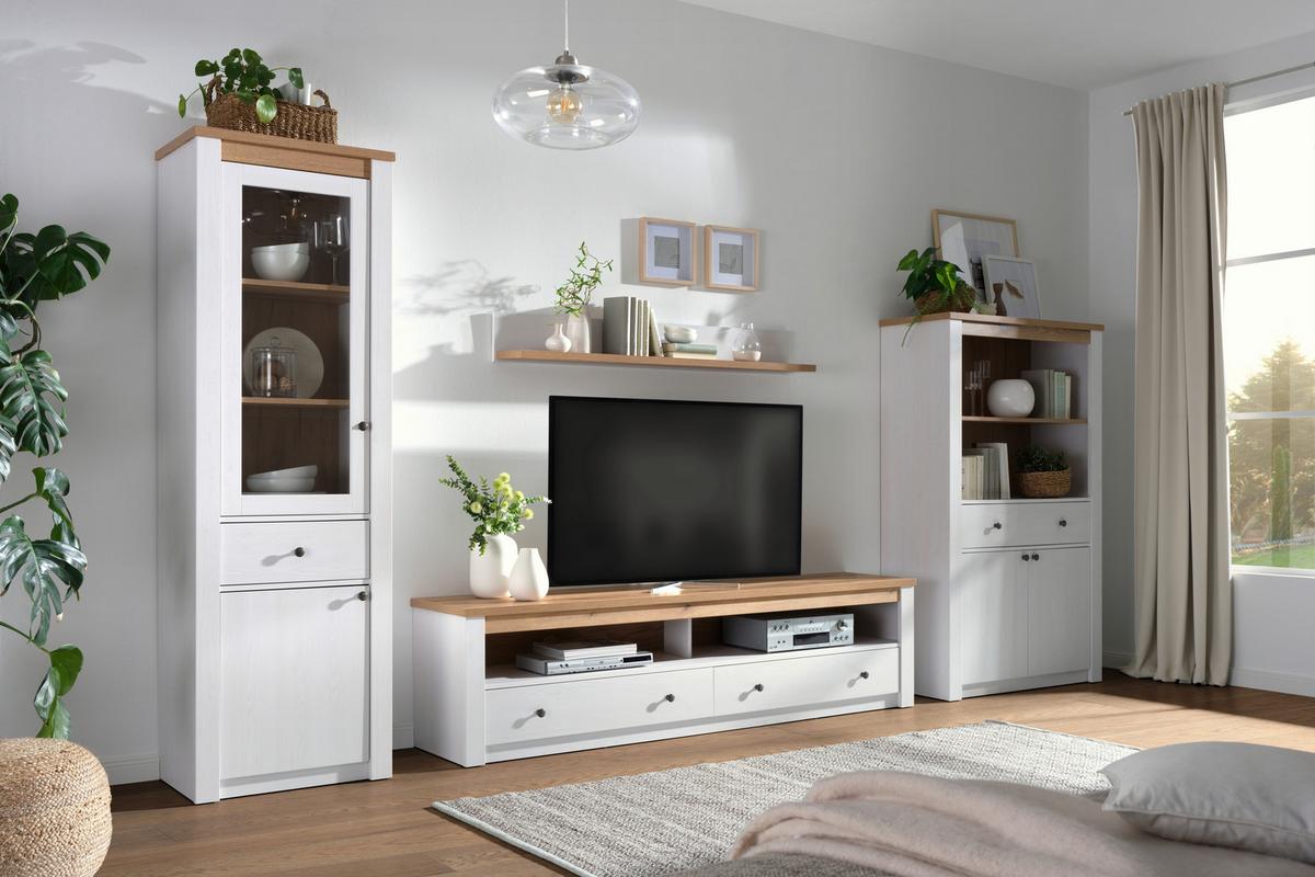 Knjižna Omara Rovigio, Barva Macesna, Bela - bela/barve macesna, Konvencionalno, kovina/umetna masa (62/196,5/42cm) - Landscape