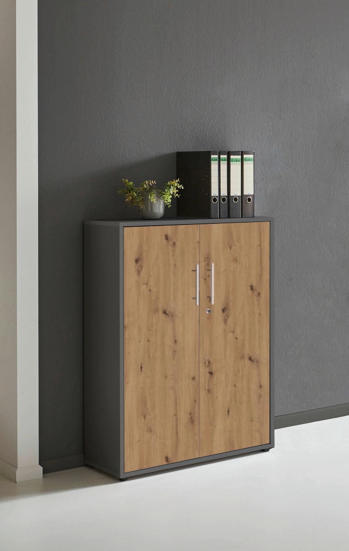 AKTENSCHRANK OFFICE EDITION - Anthrazit/Eiche Artisan, MODERN, Holzwerkstoff (84,4/113,6/33cm) - MID.YOU