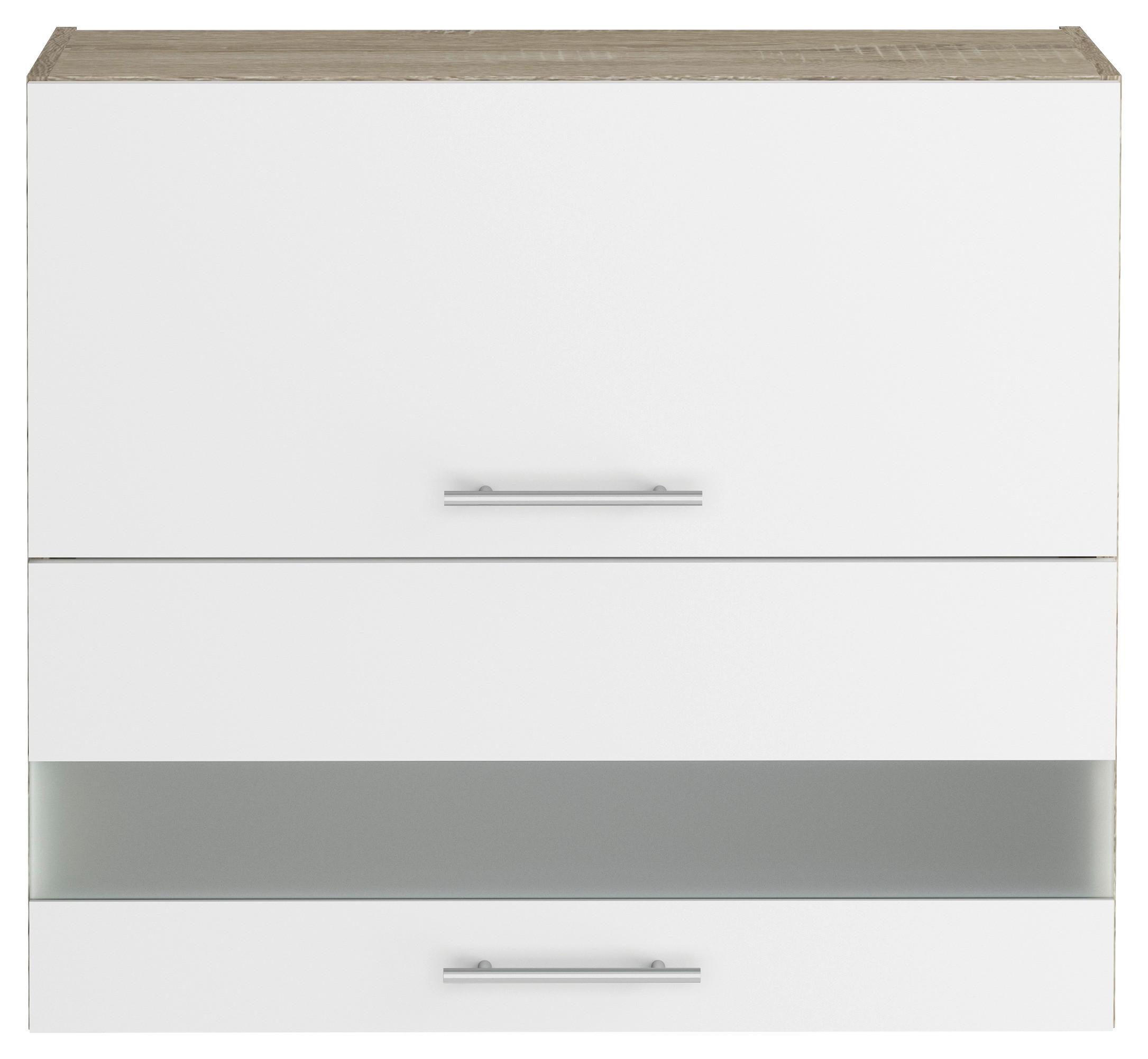 Konyhai Faliszekrény Corina - nemesacélszínű/Sonoma tölgy, Modern, műanyag/faalapú anyag (80/72,4/34,6cm)