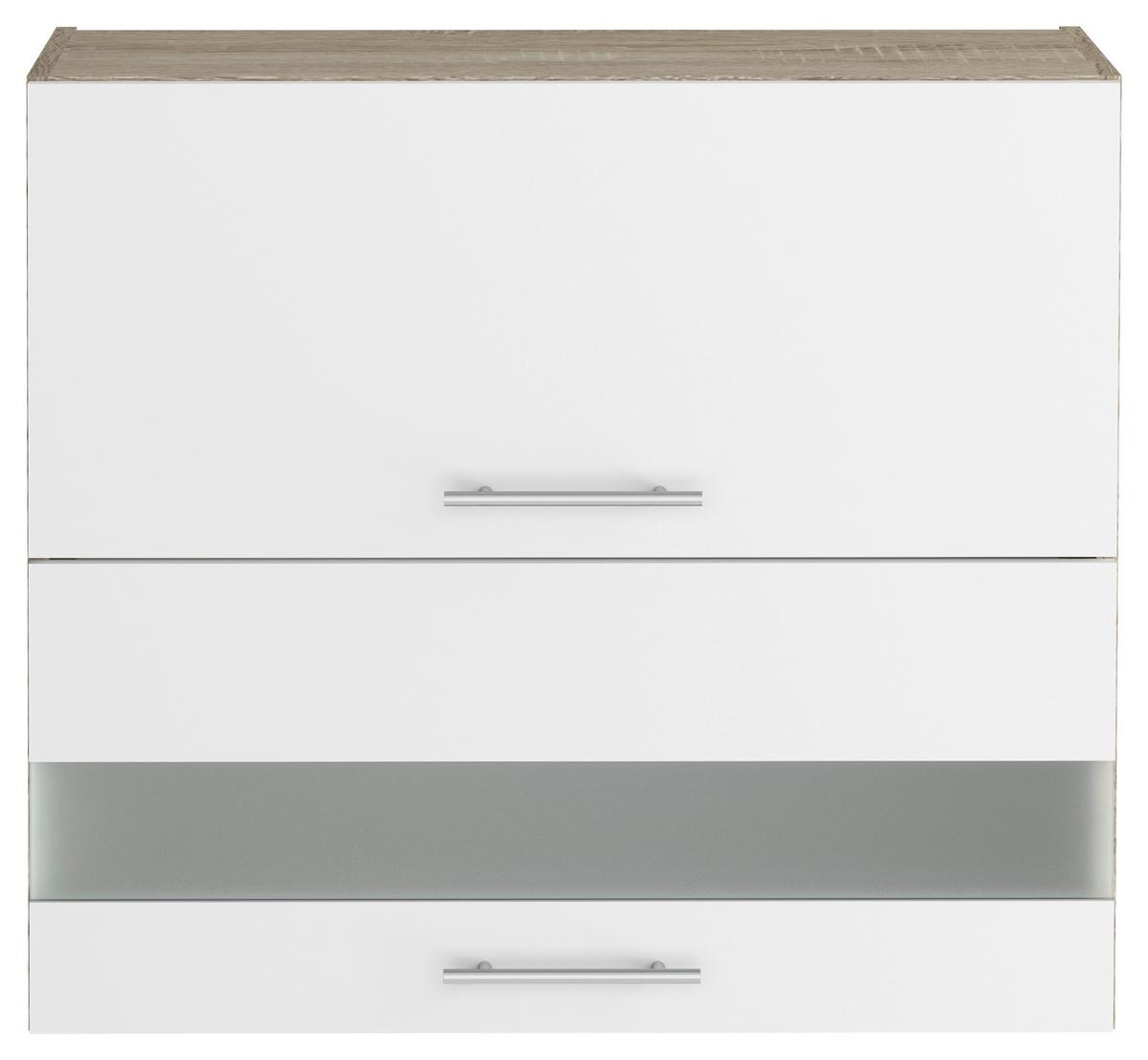 Kuhinjski Gornji Element Corina - bijela/boje oplemenjenog čelika, Moderno, staklo/drvni materijal (80/72,4/34,6cm) - Based