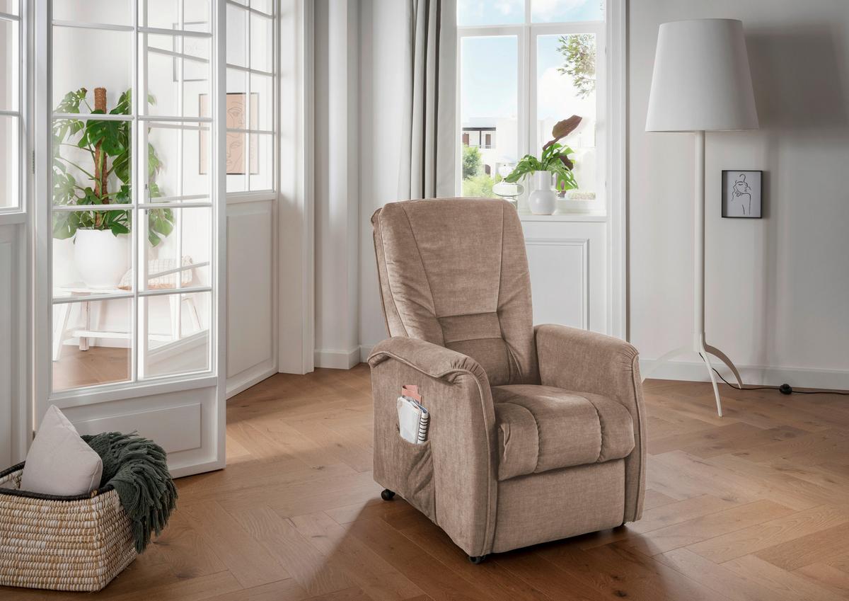 Relaxsessel Harry Hellbraun Velours - Hellbraun/Schwarz, Design, Kunststoff/Textil (77/107/88cm) - Livetastic