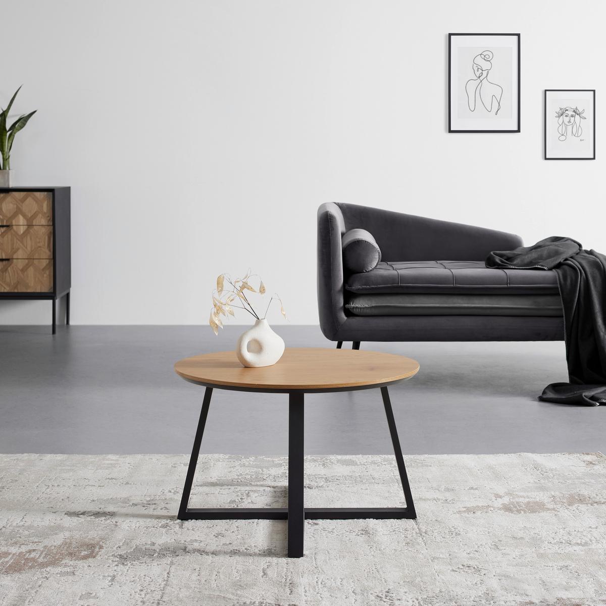 Couchtisch Brava Naturfarben/Schwarz - Schwarz/Naturfarben, MODERN, Holzwerkstoff/Metall (70/45cm) - Based