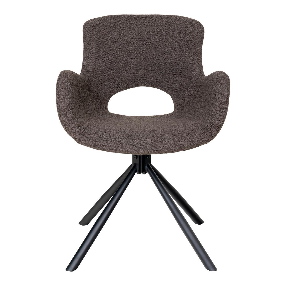 Armlehnstuhl-Set Amorim 2er-Set Graubraun - Graubraun/Schwarz, MODERN, Textil/Metall (59/82/58cm) - MID.YOU