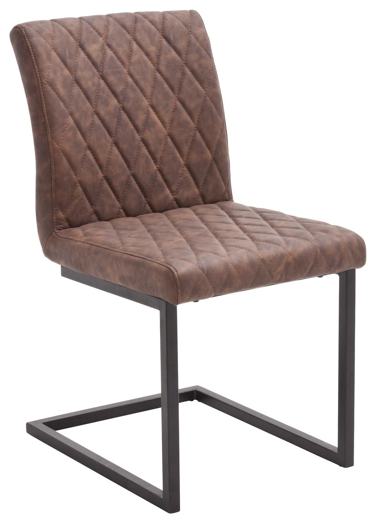 KRZESŁO NA PŁOZIE KIAN - czarny/brązowy, Design, metal/tkanina (47/86/63cm) - Livetastic