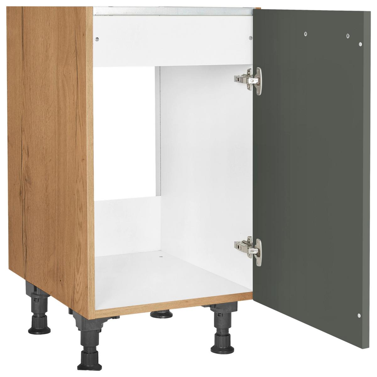 Spülenunterschrank Easytouch Grün - Eichefarben/Schwarz, MODERN, Holzwerkstoff/Metall (45,0/87,0/56,0cm) - Nobilia