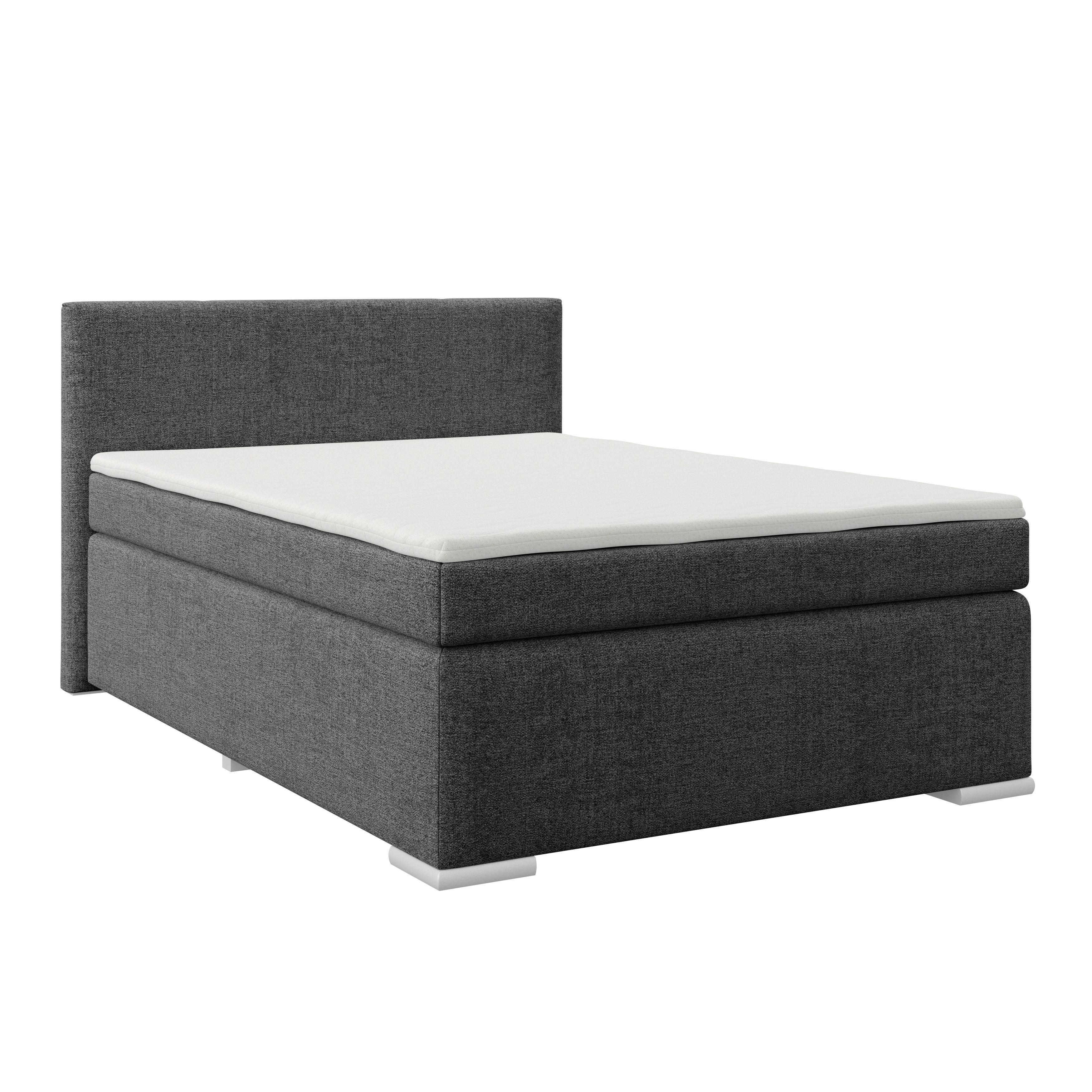 Boxspring Krevet Mira 1 - boje grafita/boje aluminija, Basics, tekstil/plastika (120/200cm)