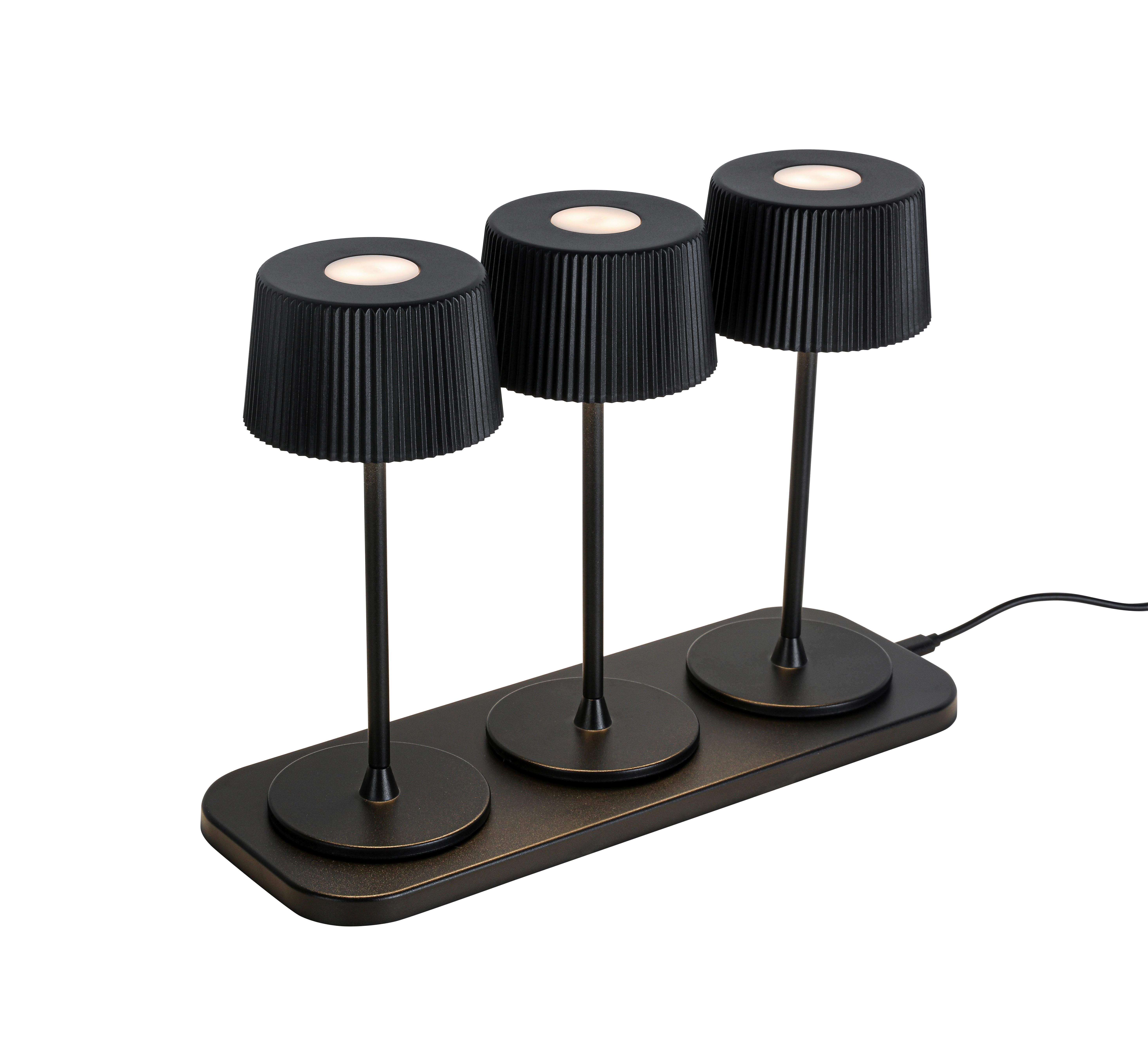 Akku-Tischleuchte Thremo Schwarz, 3er Set - Schwarz/Weiß, MODERN, Kunststoff/Metall (11/30/21,1cm) - Mömax