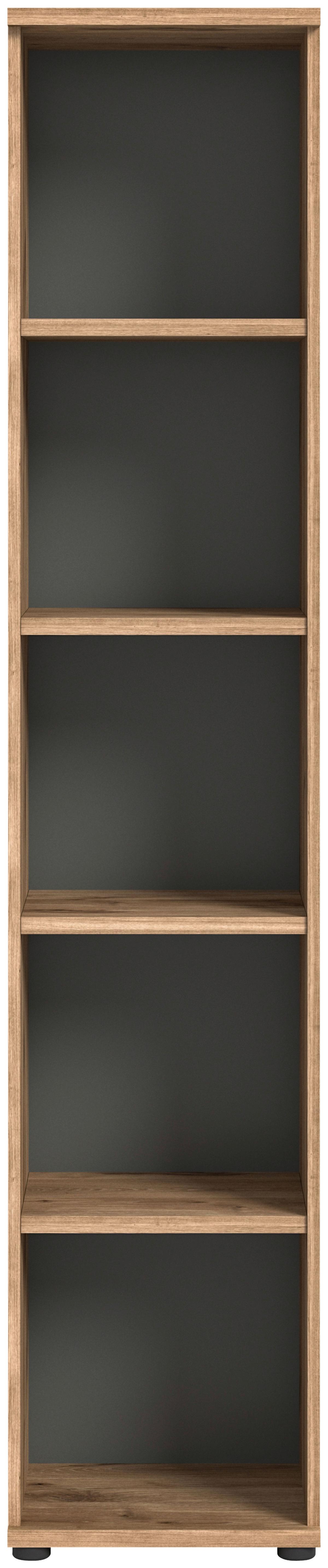 Regal Mason ca.  40x199 cm Eiche/Grau - Eichefarben/Schwarz, Holzwerkstoff/Kunststoff (40/199/37cm) - MID.YOU