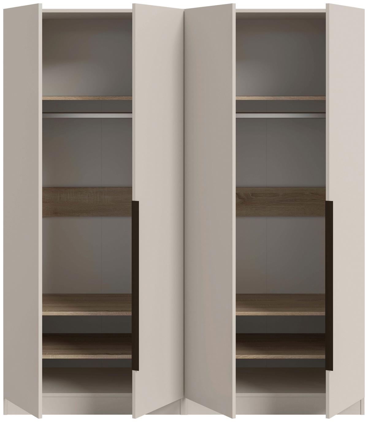 Drehtürnschrank KOPENHAGEN Kaschmir - Kaschmir/Schwarz, MODERN, Holzwerkstoff/Kunststoff (160/181/52cm) - Livetastic