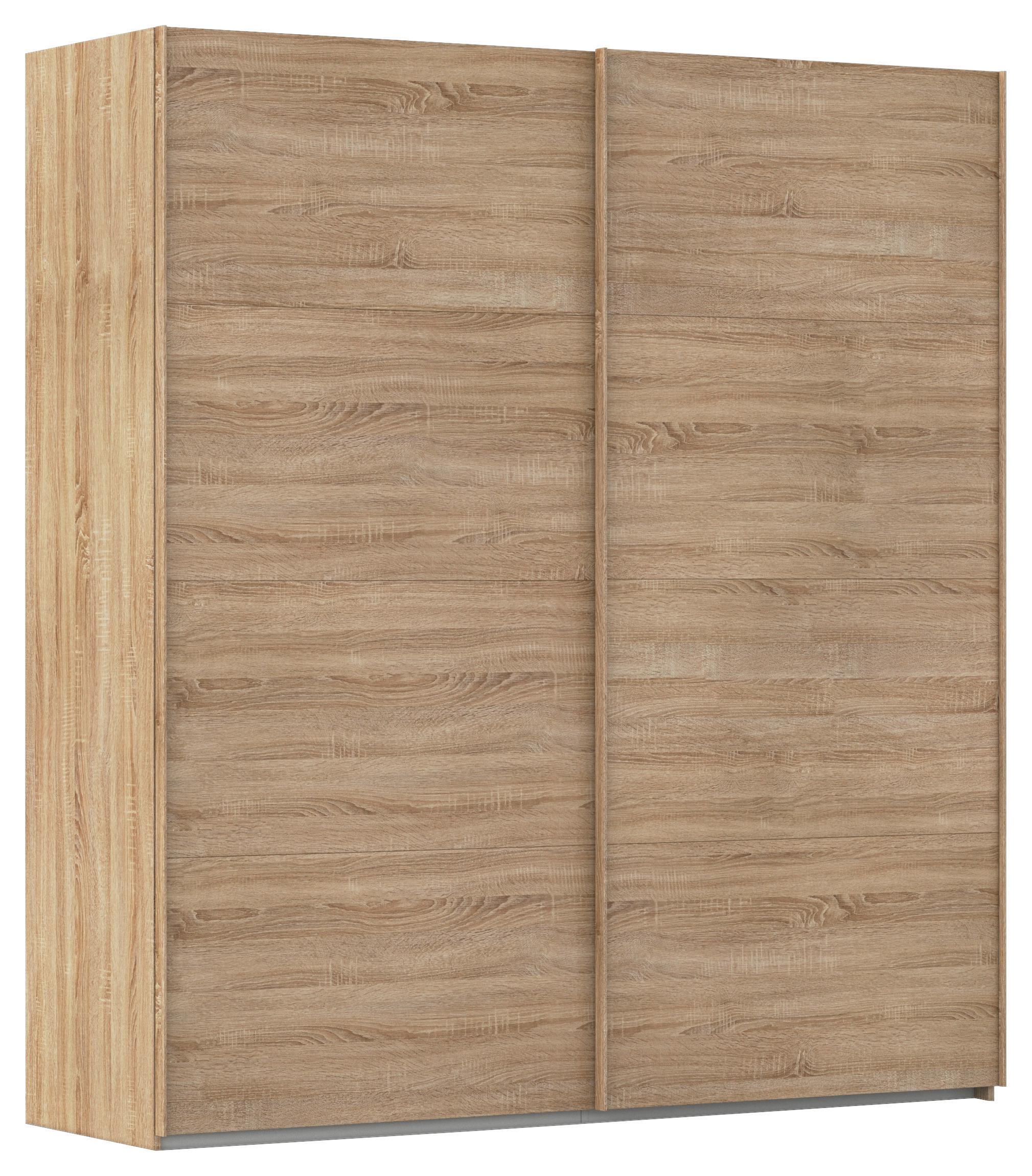 Omara Z Drsnimi Vrati Evelyn, Barva Hrasta - hrast sonoma, Design, umetna masa/leseni material (201/223/68cm) - Novel