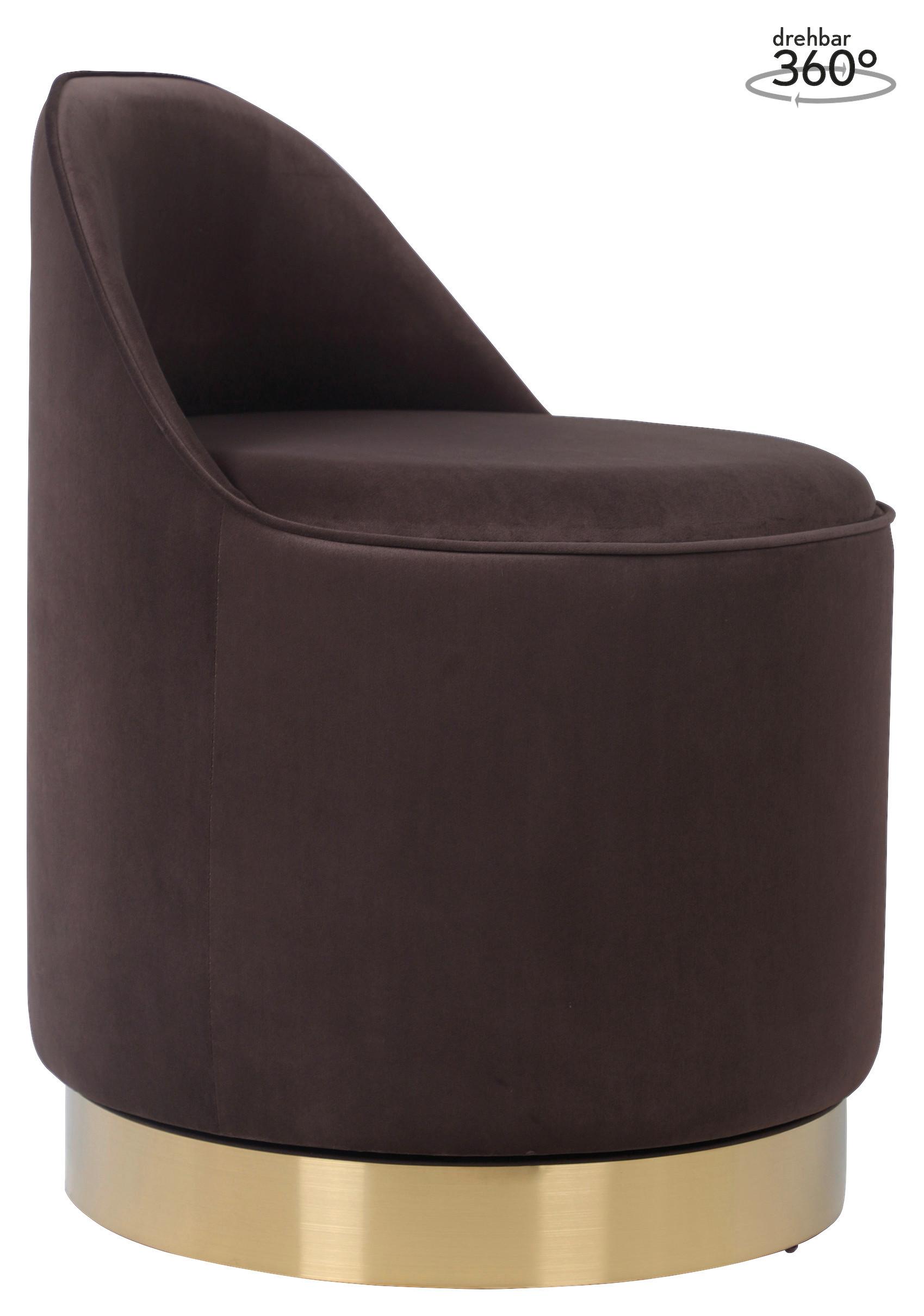 DREHHOCKER VIKTOR 125 - Goldfarben/Braun, Design, Textil/Metall (52/68cm) - Kayoom