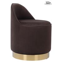 DREHHOCKER VIKTOR 125 - Goldfarben/Braun, Design, Textil/Metall (52/68cm) - Kayoom