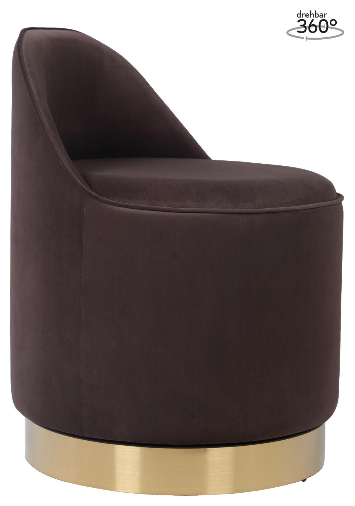 DREHHOCKER VIKTOR 125 - Goldfarben/Braun, Design, Textil/Metall (52/68cm) - Kayoom