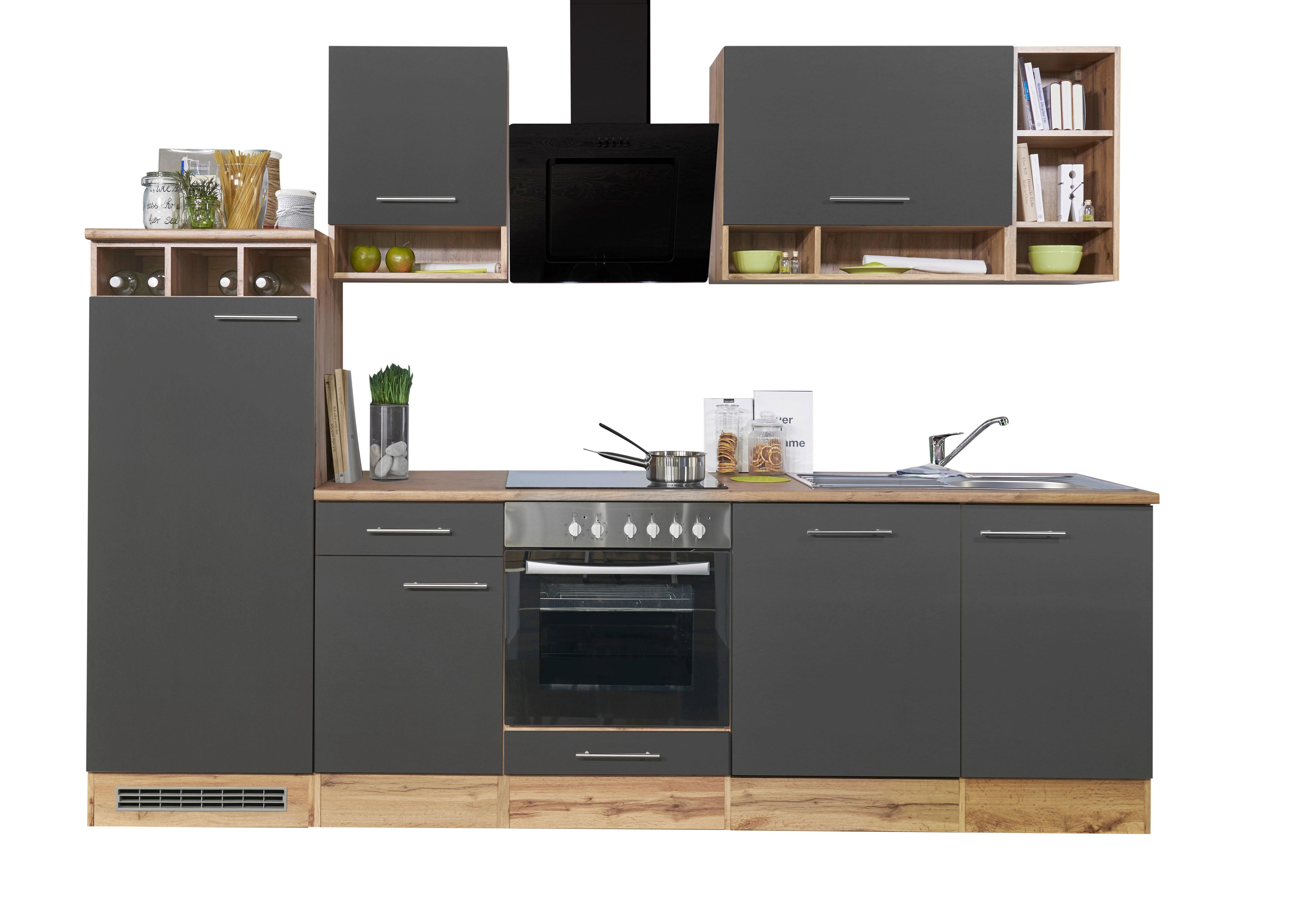 Küchenleerblock LBBEKB280EGC - Wildeiche/Edelstahlfarben, Basics, Holzwerkstoff/Metall (280cm) - Respekta