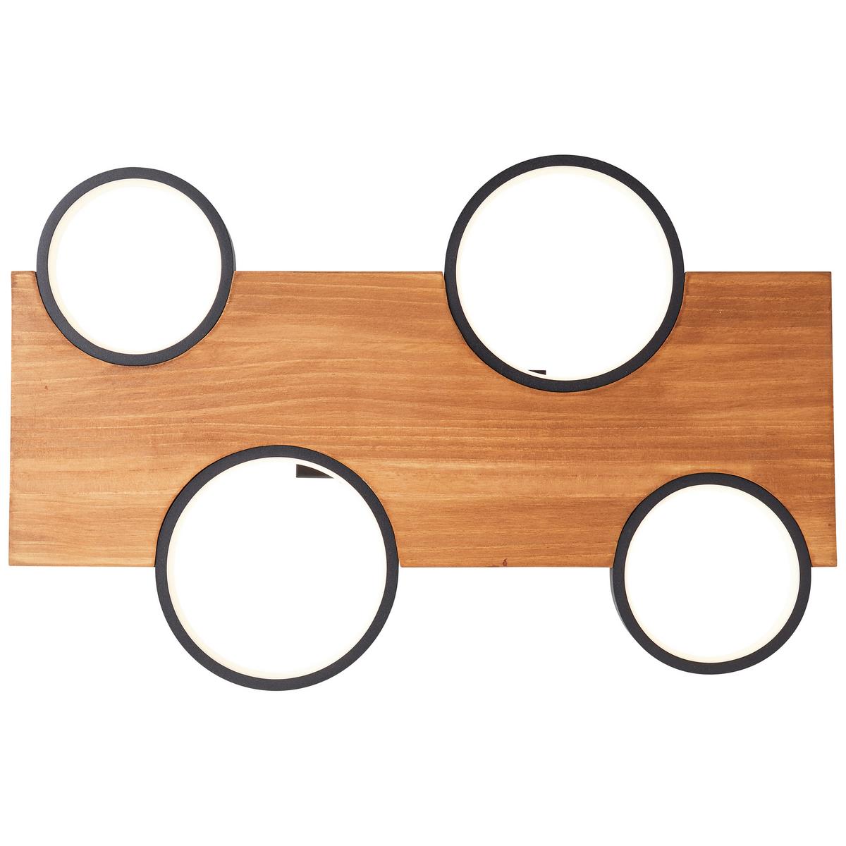 LED-Deckenleuchte Cheesy Schwarz/Hellbraun max. 28 Watt - Hellbraun/Schwarz, Natur, Holz/Metall (10,2/55/34,6cm) - Brilliant