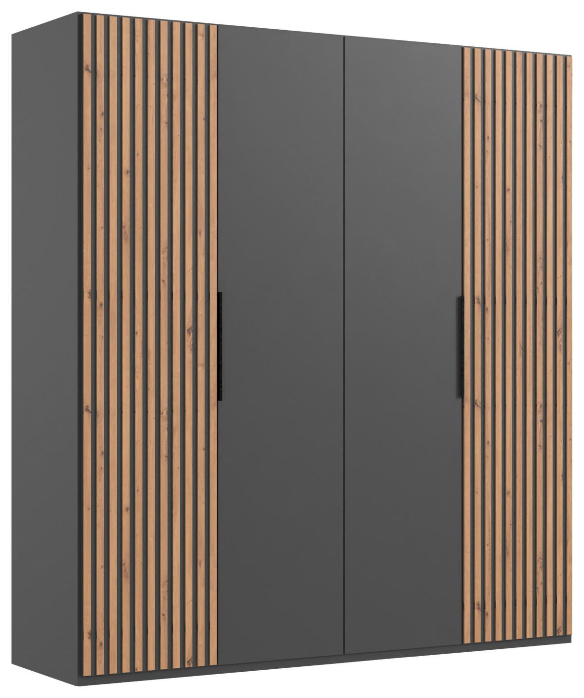 DULAP USI ROTAIVE ANDORRA - culoare lemn stejar/grafit, Modern, material pe bază de lemn (200/216/58cm) - Modern Living