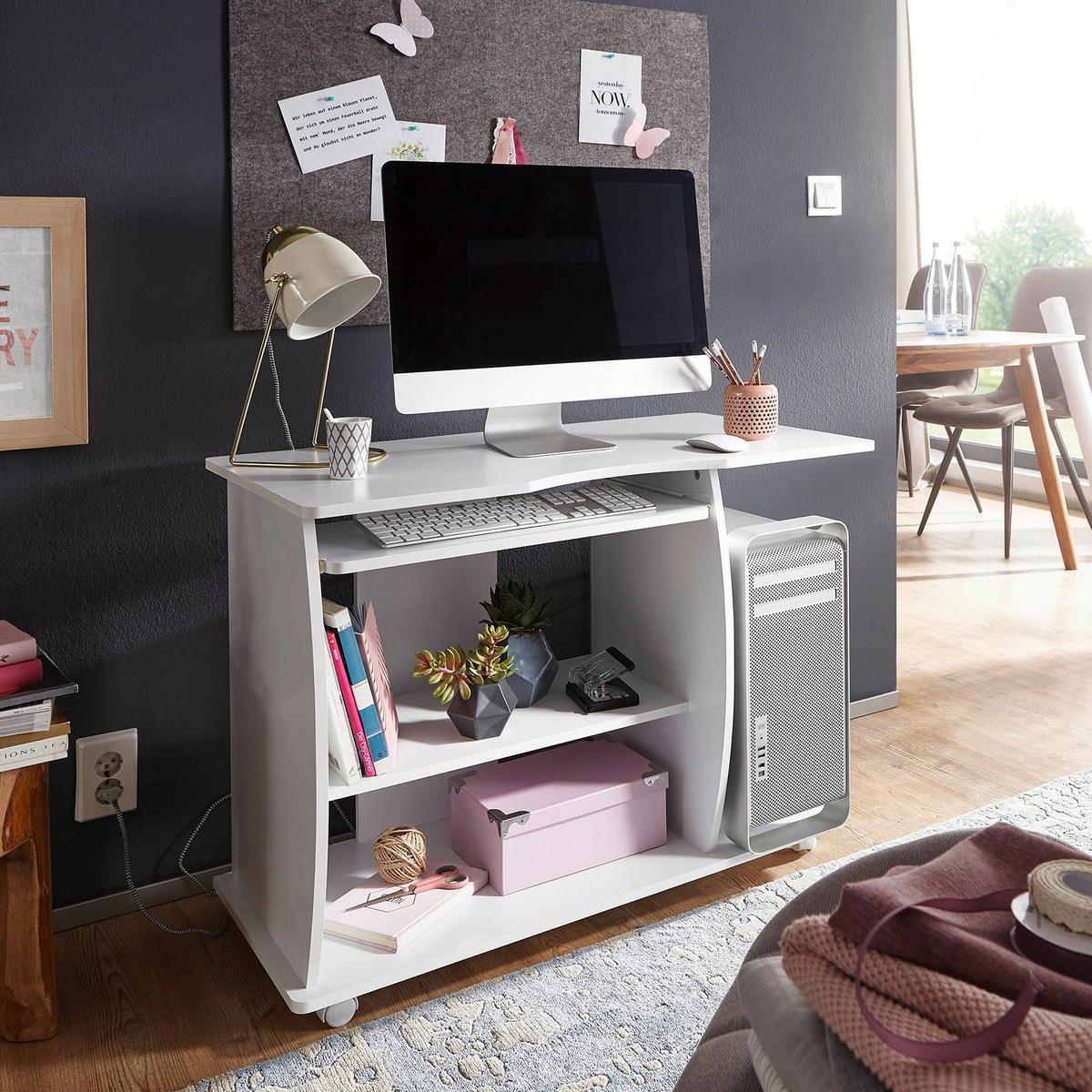 Computertisch Diana Weiß - Weiß, KONVENTIONELL, Holzwerkstoff/Kunststoff (50/90/71cm) - MID.YOU